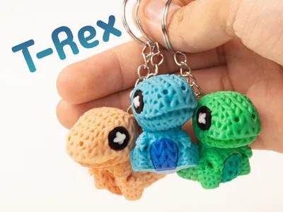 Mini Knitted T-Rex – Articulated & Keychain