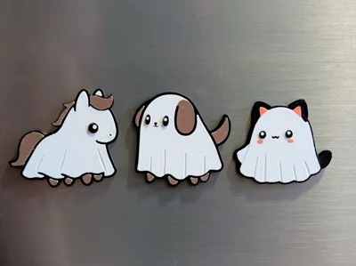 Spooky Halloween Pets Magnet Set - Layered Design!