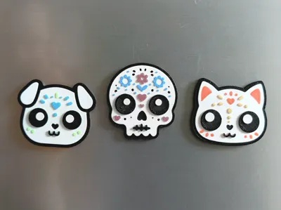 Cute Calavera Candy Skull Magnets -layered Design!