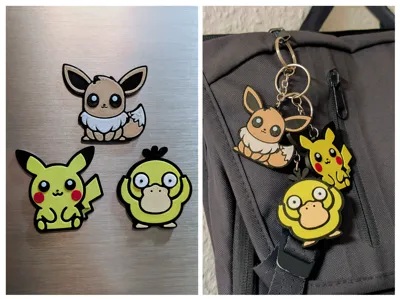Cute Pokemon Magnets & Keychains - Fast Print!