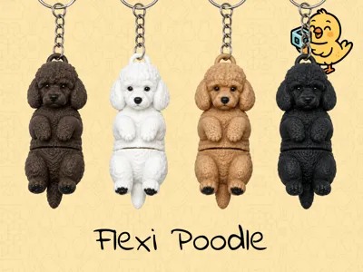 Cute Poodle Keychain – Articulated Flexi Toy Dog