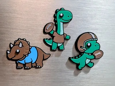 Cute Football Dinos Magnet Set – Fast Print