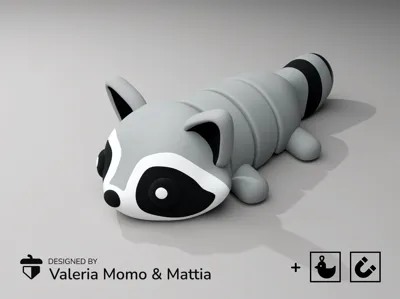 Cute Flexi Pets Raccoon (Keychain & Magnet)