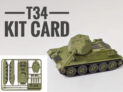 T-34-85 Tank Kit Card - High Detail 1:64 Scale