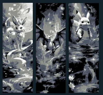 Set of 3 Pokemon Bookmarks - Pikachu, Charizard and Sylveon - Hueforge