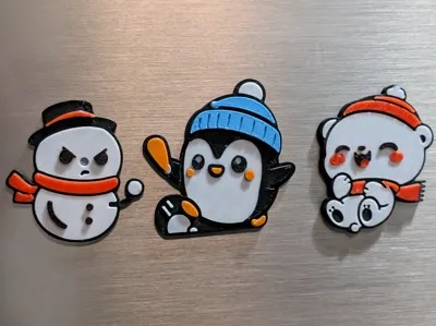 Cute Christmas Magnets Pt. 2 - layered & embossed!