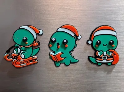 Cute Xmas Dino Magnets Pt. 3 - layered & embossed!